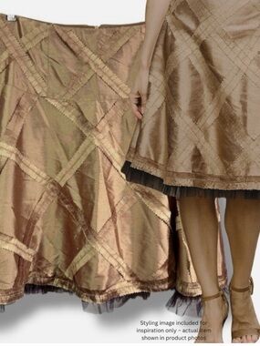 NEW Silk Skirt Ribbon Accents Tulle "Petticoat" Hem 4 Carrie Bradshaw Style